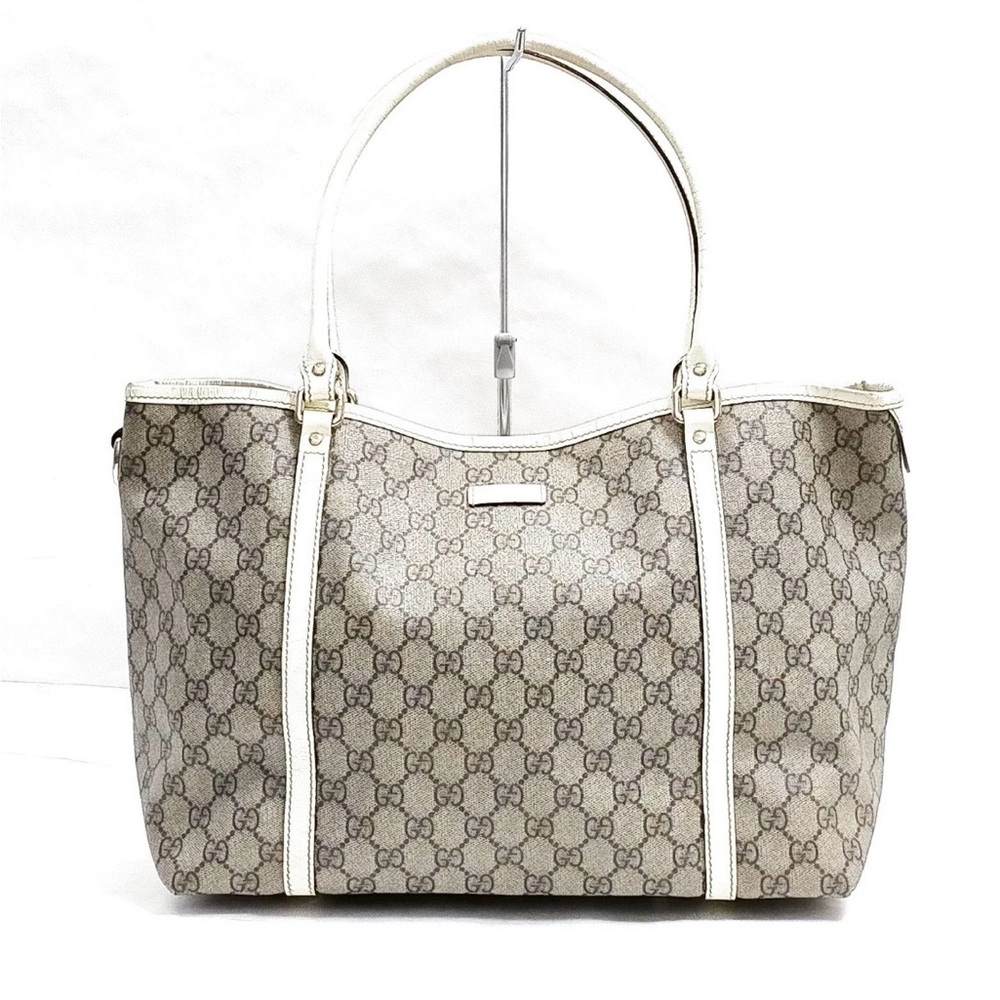 Gucci Beige and White Monogram Tote